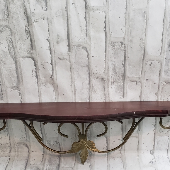 Vintage Scroll Metal and Wood Half Wall Shelf - Picture 4 of 11